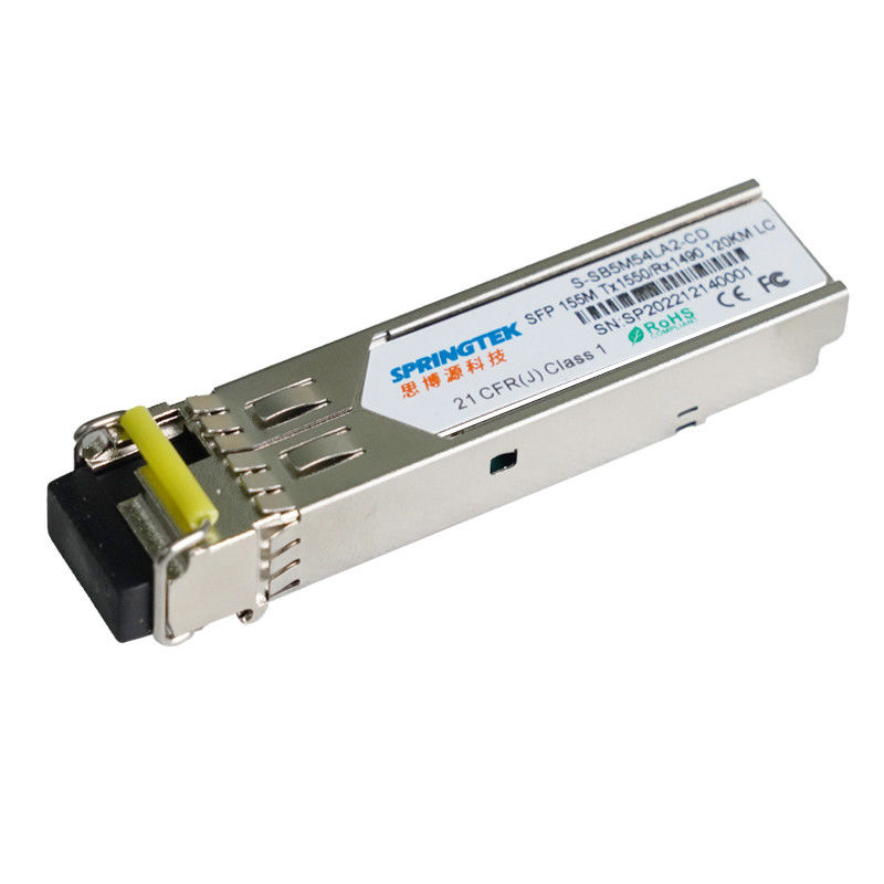 Tương thích thương hiệu 155M Single Mode BiDi 120km LC Tx1550/Rx1490nm DDM SFP Mô-đun sợi quang công nghiệp