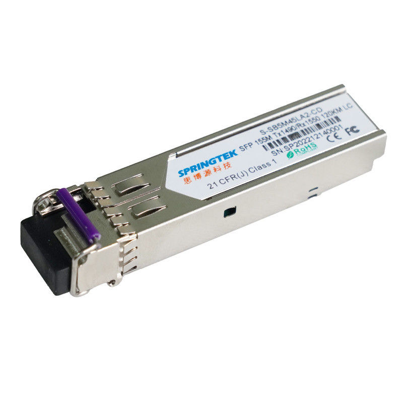 Springtek Tx1490nm Rx1550nm DFB Laser 155M Chế độ đơn Bidi SFP 120km Tầm siêu xa LC 155M SFP