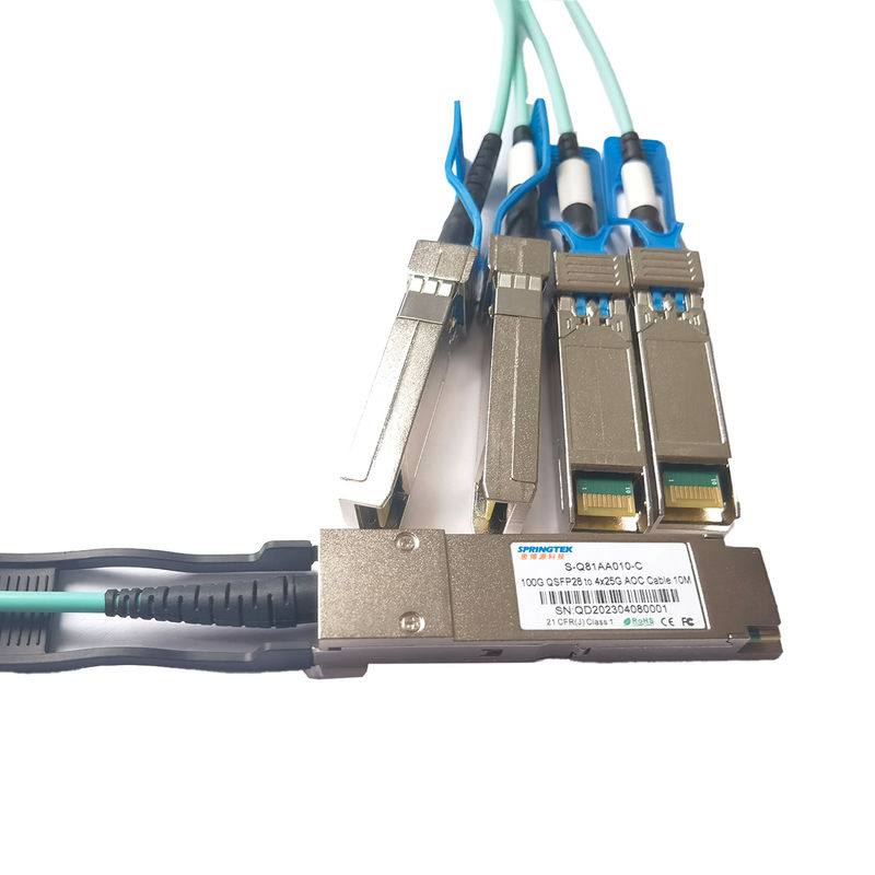 Cáp quang chủ động đột phá 100G QSFP28 đến 4x25G SFP28 Cáp AOC thu phát 100Gbase 10m 20m
