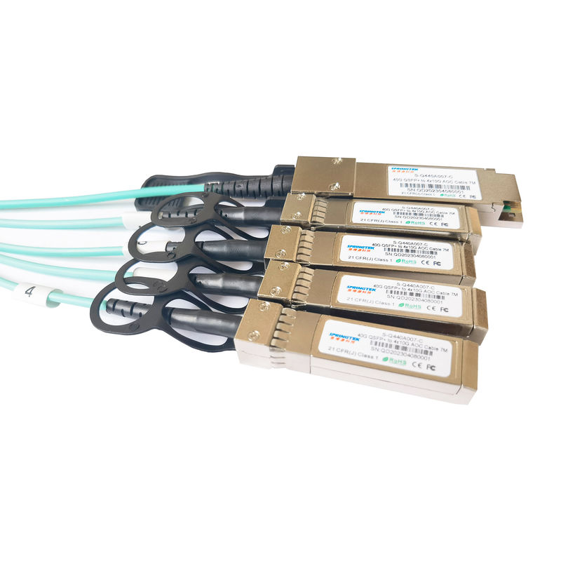 40g Qsfp + Đến 4x10g Sfp + Cáp đột phá Aoc 7m Ddm Om3 Bộ thu phát quang chủ động bằng sợi quang Cáp 850nm Sfp Aoc