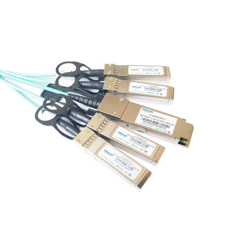 Cáp quang chủ động 3M 40G QSFP + đến 4X10g SFP + AOC MMF cho Ethernet và kênh sợi quang