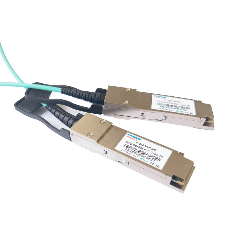 Cáp quang chủ động 200G QSFP56 đến QSFP56 Sử dụng dây cáp quang AOC OM3 cho thiết bị trung tâm dữ liệu