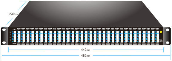 75GHz 64CH 1528,68nm-1566,42nm DWDM MUX DEMUX với cổng màn hình LC/UPC 1U Rack